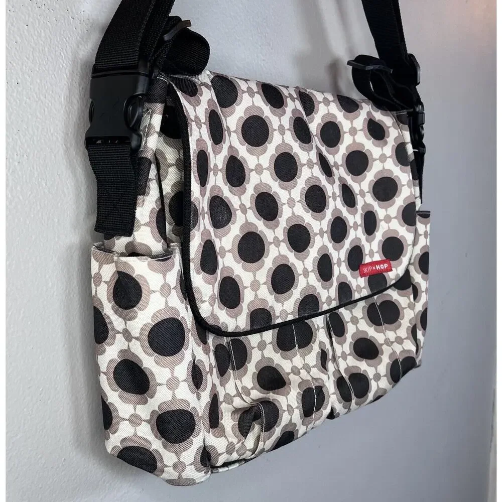Skip Hop Dash Deluxe Diaper Bag Black Polka Dot Large Unisex Multiple Pockets